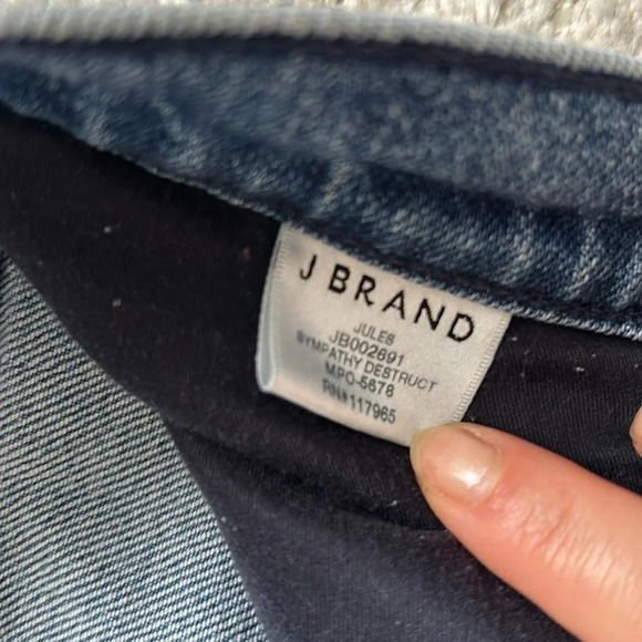J Brand Blue Jules High Rise Straight  Jeans In Sympathy Destruct size 28 - Picture 6 of 10